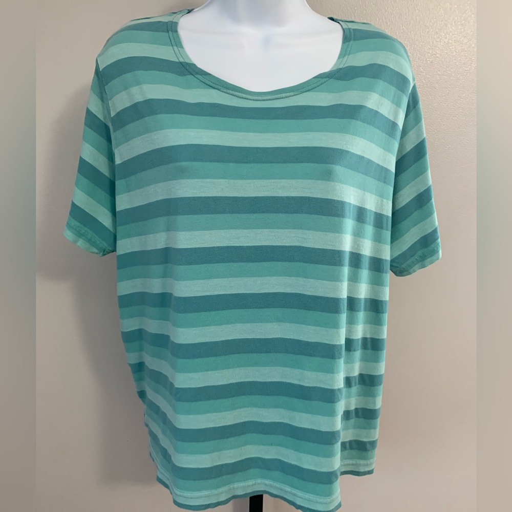 Orvis Teal Striped Short Sleeve Tee